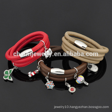 Wholesale 2016 Fashion Style Leather Wrap Bracelet Design for Girls SW-LB014